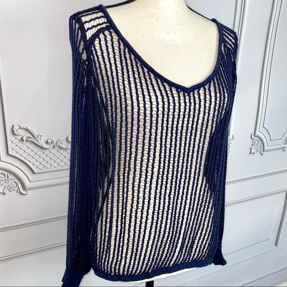 Free People Navy Blue Knitted Sweater | Size S - Picture 3 of 9